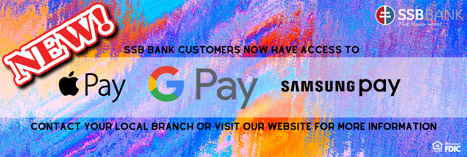 ssb bank offers apple pay, google pay, samsung pay